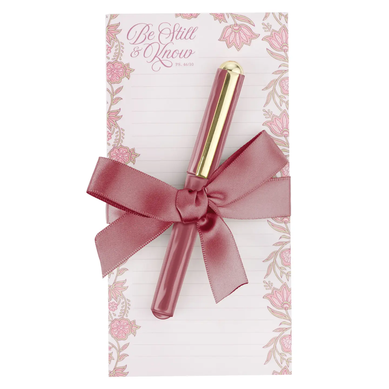 Be Still & Know Pink Magnetic Notepad w/ Pen