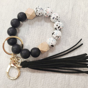 Girl Boss Silicone Beaded & Tassel Keychain Bracelet