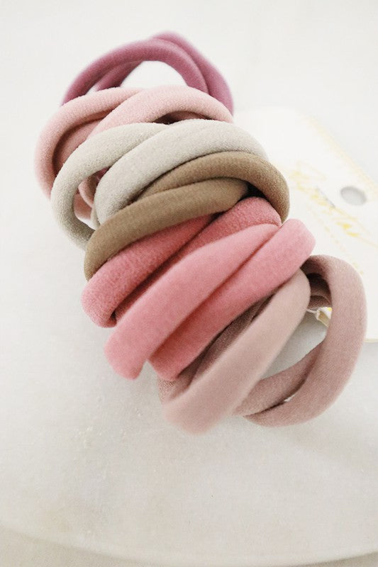 Mauve Tones Rolled Hair Tie Set of 16