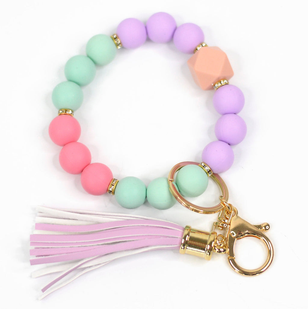 Girl Boss Silicone Beaded & Tassel Keychain Bracelet