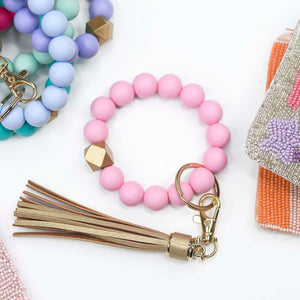 Girl Boss Silicone Beaded & Tassel Keychain Bracelet