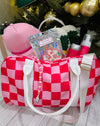 Going Places Pink Checkered Duffle Bag