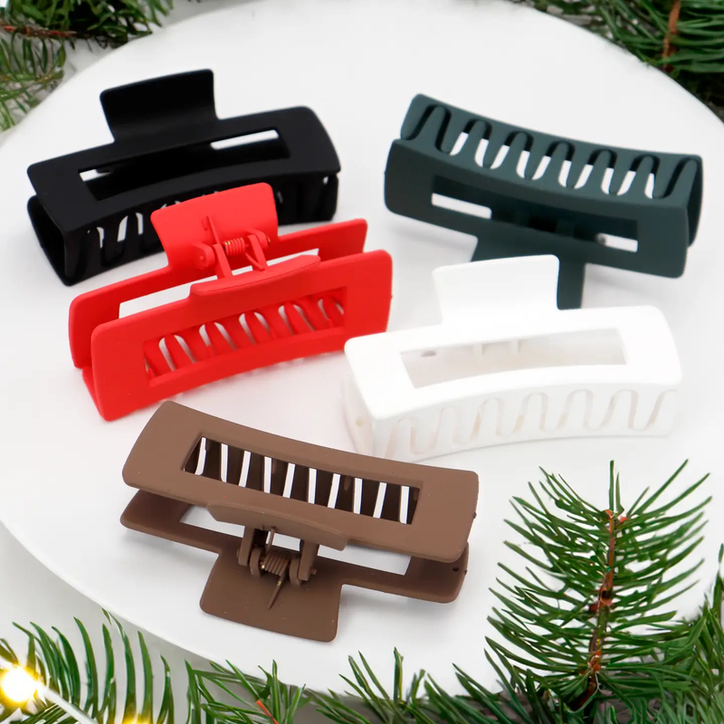 Christmas Colors Rectangle Hair Claw Clip