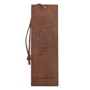 Soar On Wings Brown Faux Leather Bookmark