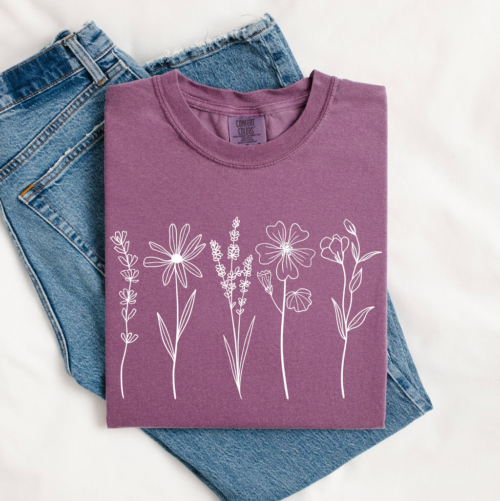 Wildflowers Minimalist Berry Comfort Colors Tee