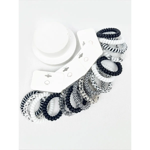 Black & White Spiral Hair Tie Set of 4