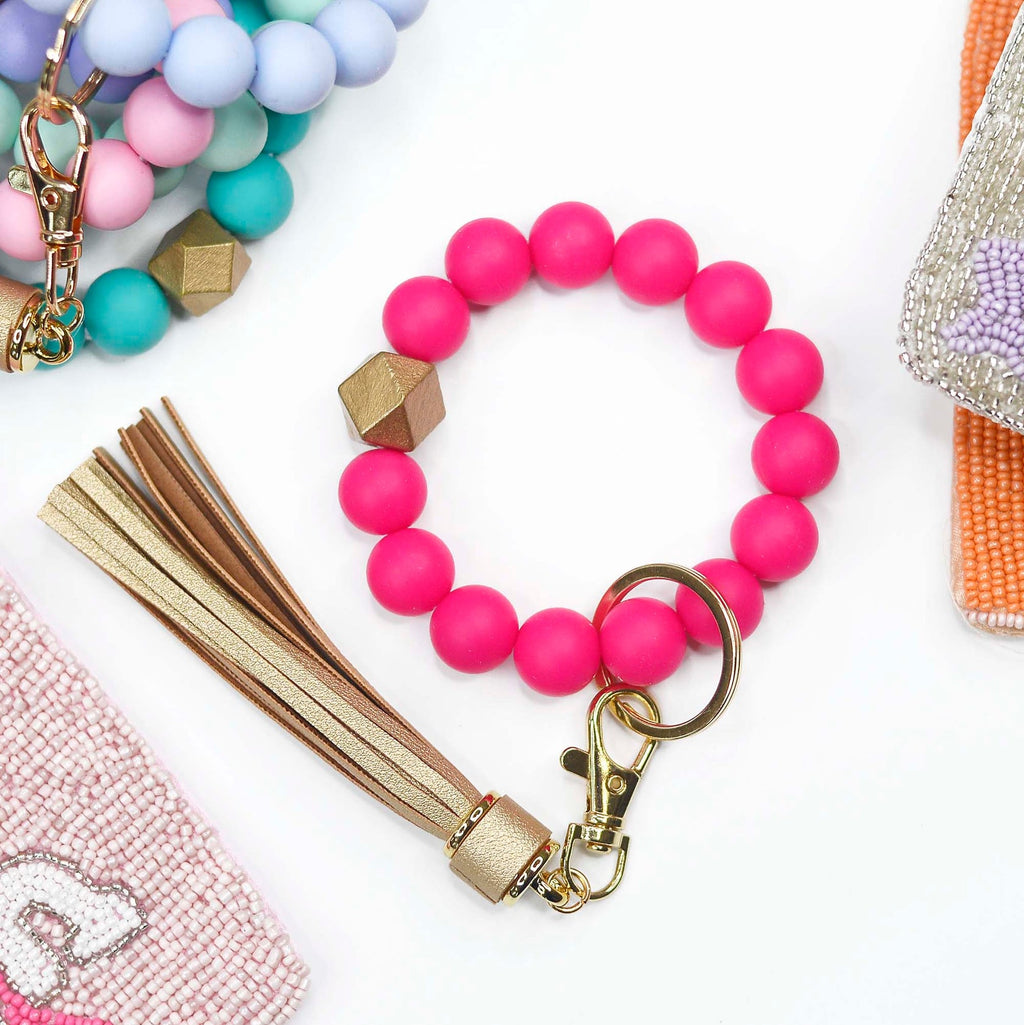 Girl Boss Silicone Beaded & Tassel Keychain Bracelet