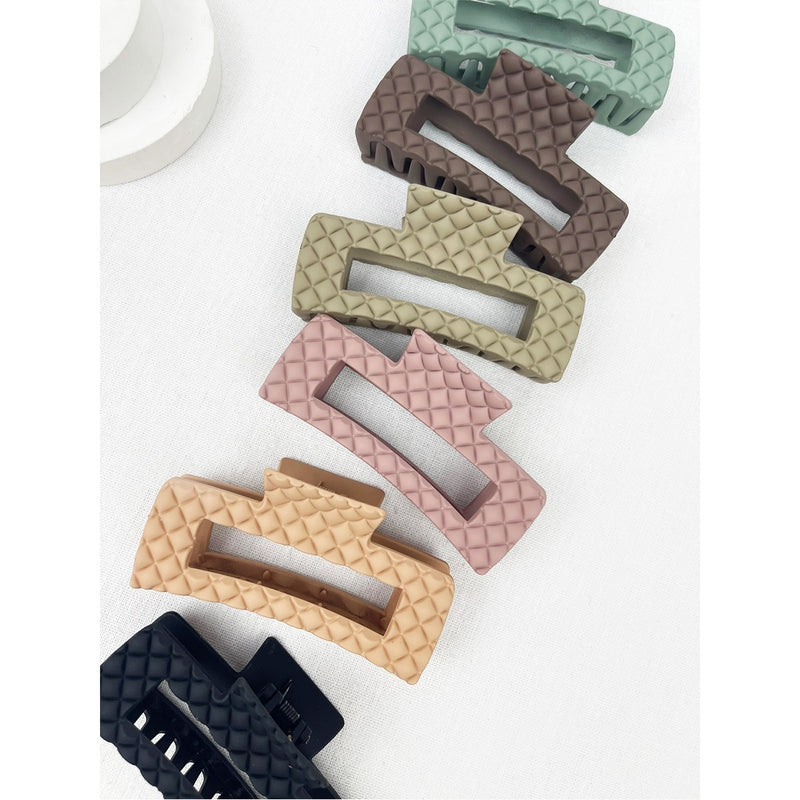 Matte Embossed Rectangle Hair Claw Clip