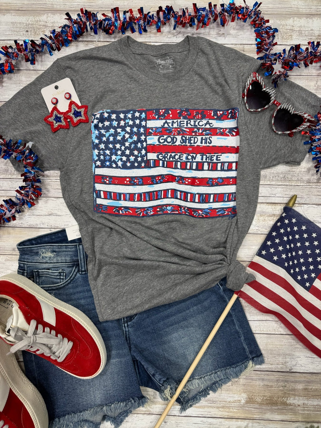 Callie Ann God Shed His Grace On Thee Flag Tee