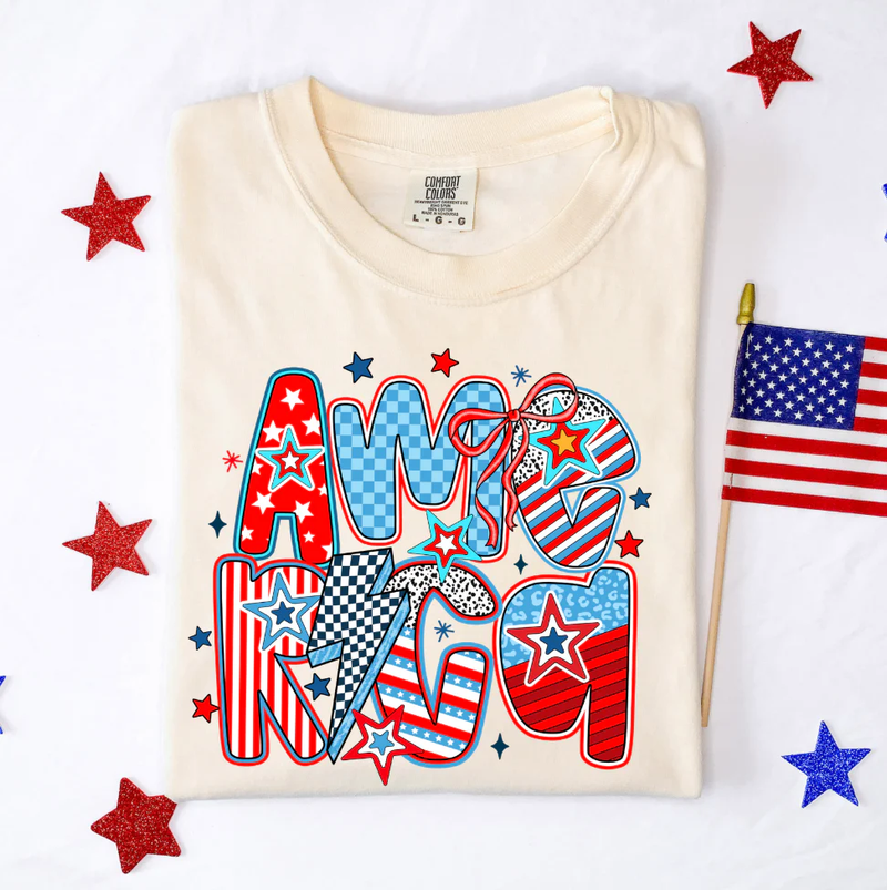 PREORDER Checker America Ivory Comfort Colors Tee