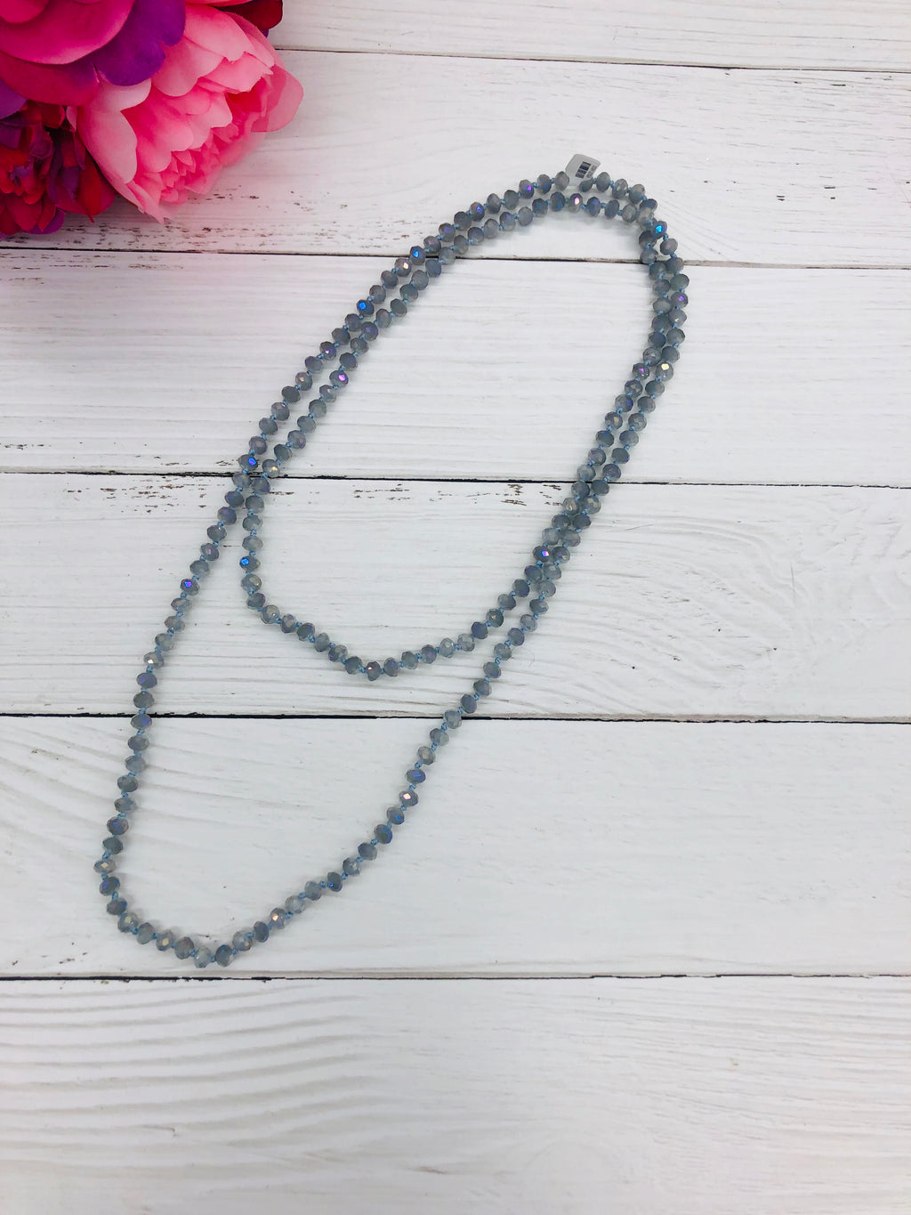 Smokey Gray - Beaded Necklace 60"