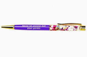 Never Dull Your Sparkle Confetti Purple Pen