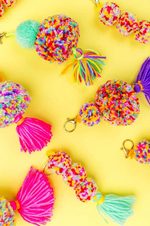 Multi Pom & Tassel Keychain